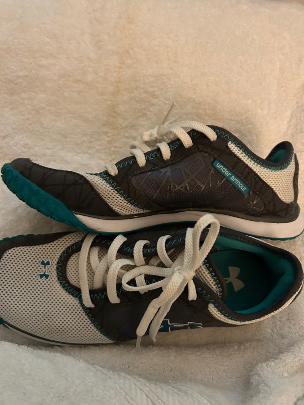 Under Armour White, Gray & Teal Women's Running Shoes